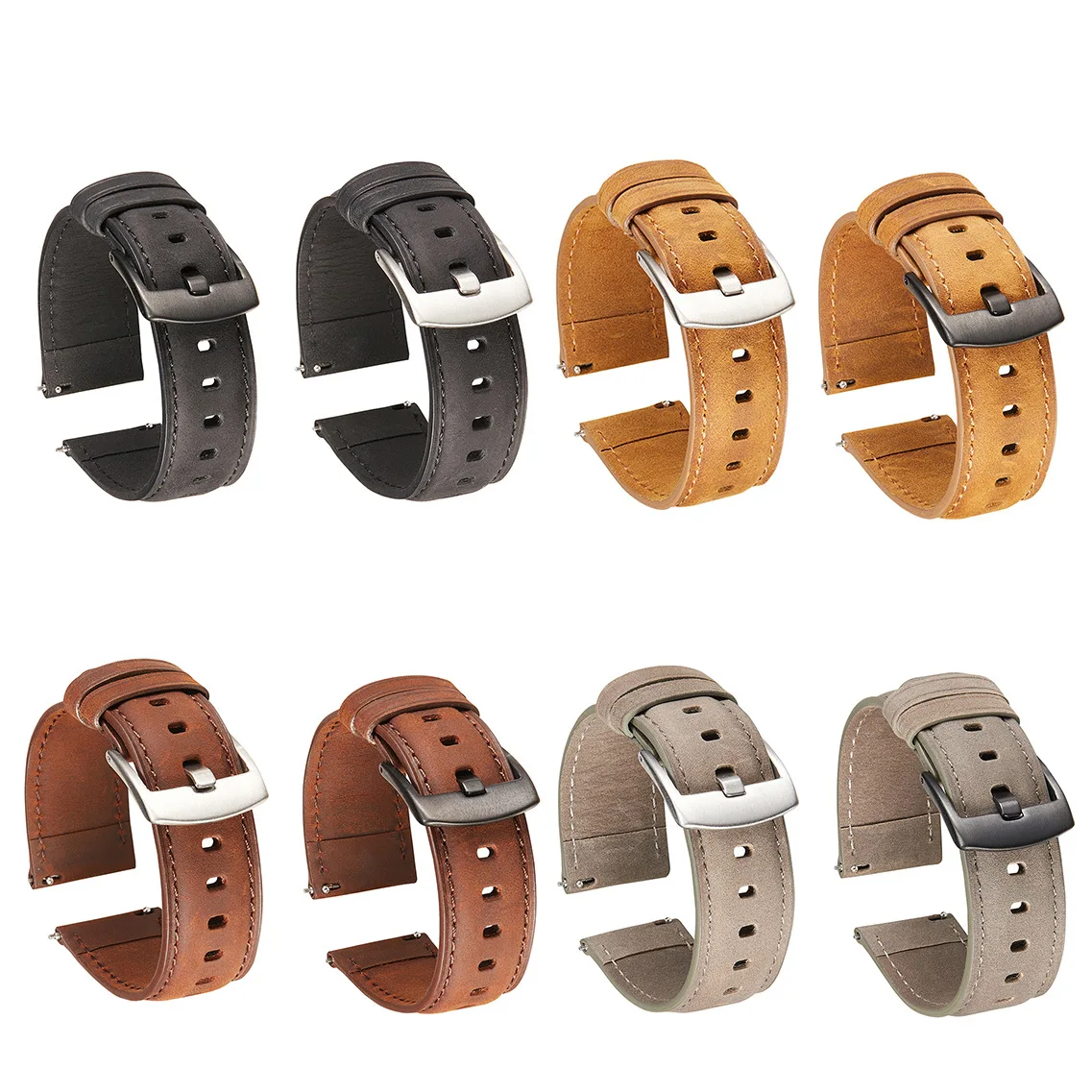 Spot Crazy Horse Leather Watch Strap Smart Quick Release Watch Strap Matte Leather Watch Strap Soft 20/22m