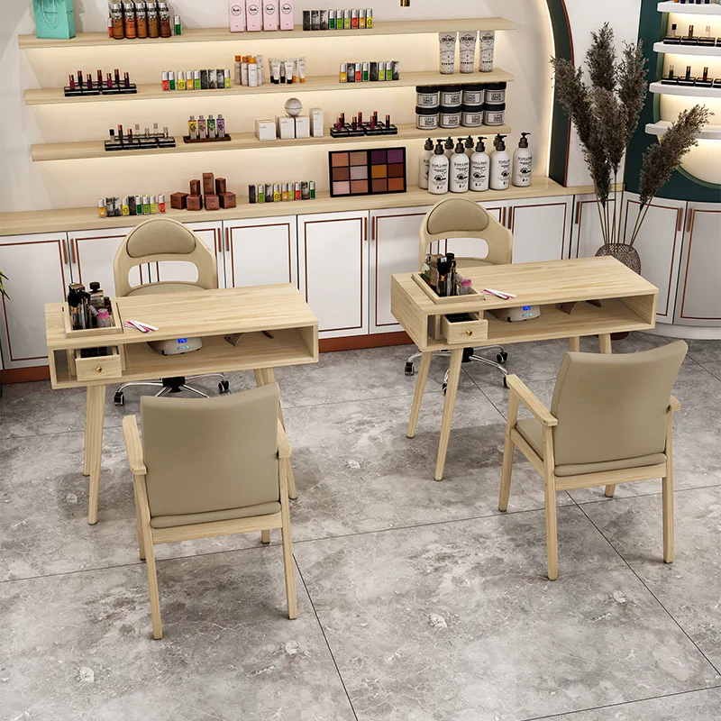 Meja kuku sederhana kayu Modern manikur Makeup laci profesional meja kuku ruang tamu Mesa menikura furnitur Salon MR50NT