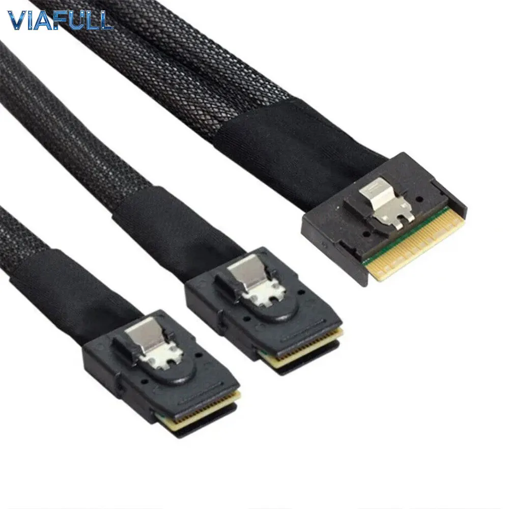 SlimSAS SFF-8654 8i 74Pin Anti-Slant to 2x SFF-8087 Cable, 12Gbps 100Ohm 32AWG Server Internal Breakout Harness OEM 0.5M 0.8M 1M