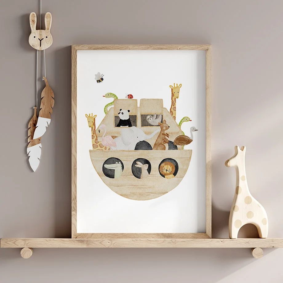 Boho Lion Fox Rabbit Monkey Sailing Voyage Wall Art Canvas Painting Nordic Posters And Prints Wall Pictures Baby Kids Room Decor