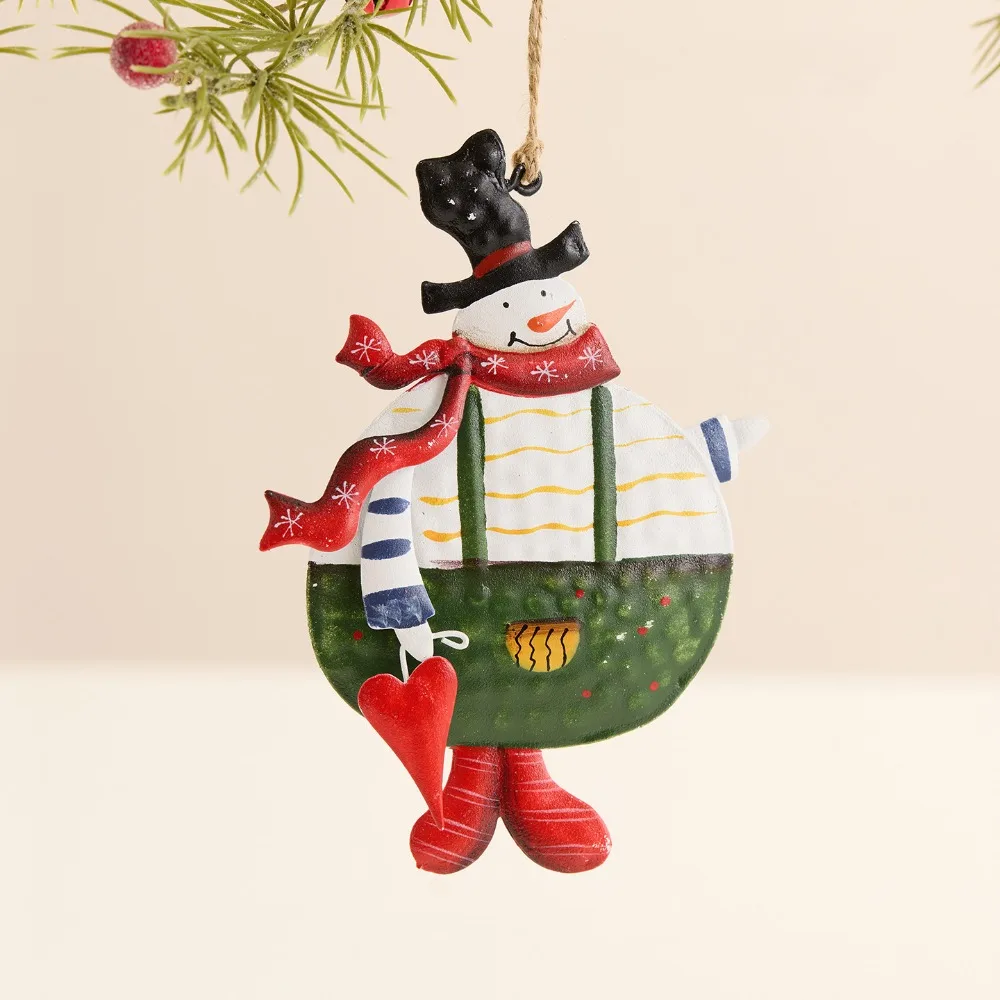 Cute Handmade Snowman Hanging Model with Lanyard Cartoon Christmas Tree Decor Iron Hanging Party Decoration Festival Decoration