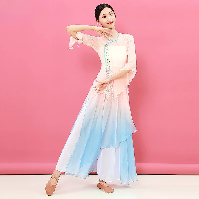 ยูร์กี่เปาเสื้อผ้าฝึกซ้อมหรูหราสไตล์จีนเต้นรำคลาสสิกร่างกายจังหวะเส้นด้ายเสื้อผ้าเครื่องแต่งกายชุดสูทสำหรับสตรี