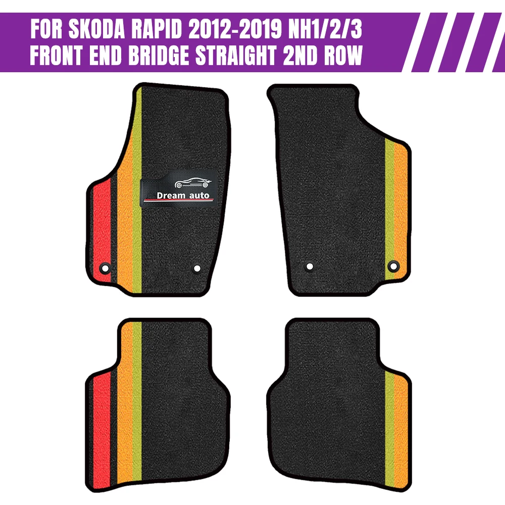 

Car Mats With Buttons For skoda Rapid 2012–2019 NH1/2/3 Front end bridge straight 2nd row Car-Specific Mats Floor Mats Full Set
