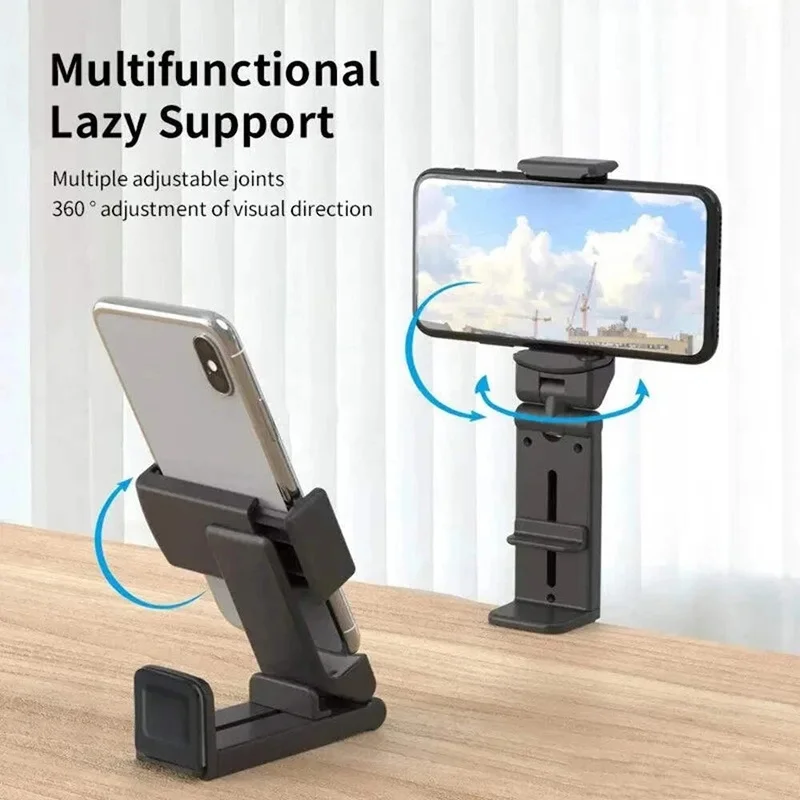Multi-functional Phone Holder Portable Foldable Desktop Mobile Phone Stand Rotatable Selfie Holding Train Seat Clip Lazy Bracket
