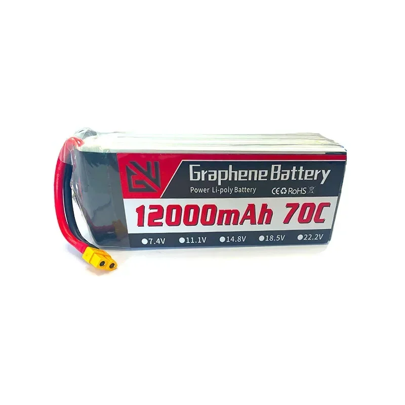 

22.2V 12000mAh 70C 6S Lithium Battery with XT60 XT90 TRX T Multiple Plugs To Choose From for FPV Drones and Remote Control Cars
