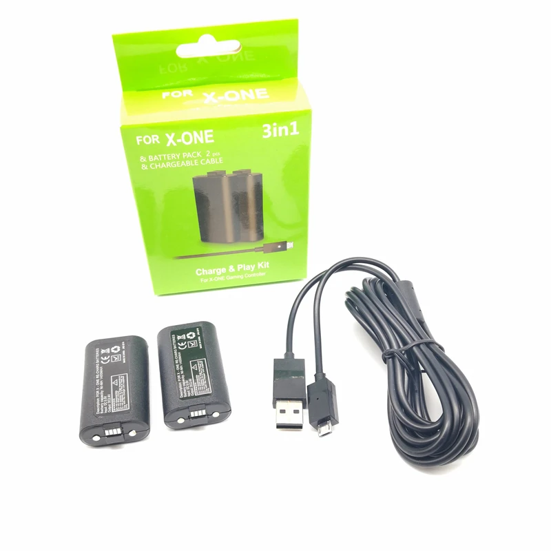 2pcs For XBOX ONE Rechargeable Battery Pack with 2.75m USB Charging Cable for Xbox One S X Wireless Game Controller Gamepad