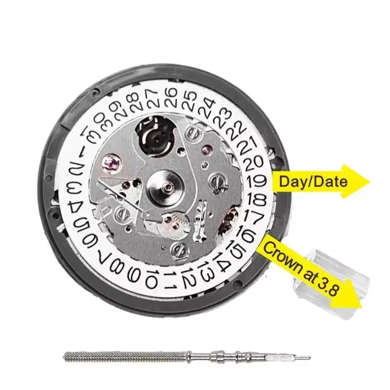 Japanisches Original-NH35-Uhrwerk, Krone bei 3,8, 3, 6, Nh35A mit schwarzem Datum, automatische mechanische Uhr, Zifferblatt, Mods, Reparatur, Uhrmacher