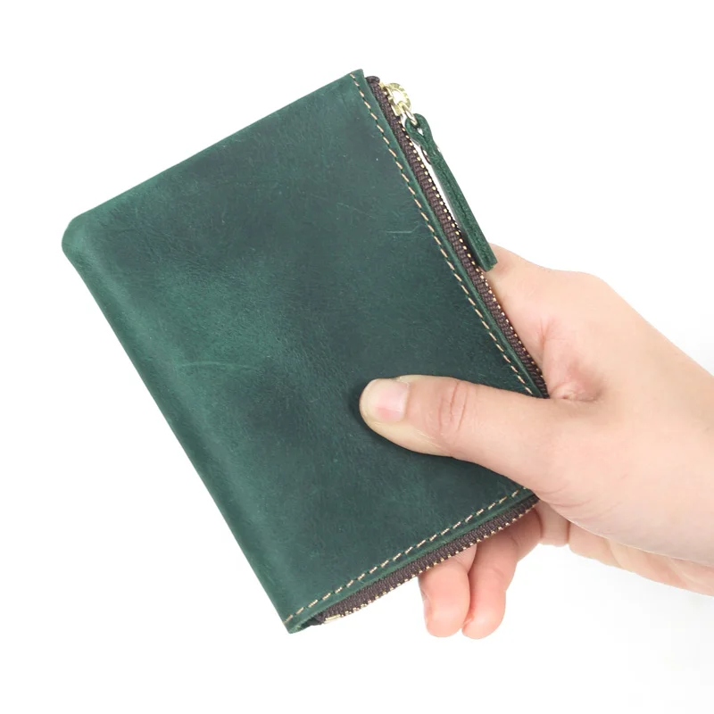 

Оригинальный японский молодежный горизонтальный кошелек из натуральной кожи, зажим для денег из воловьей кожи, кошелек на молнии, держатель для карт, корейский Sle