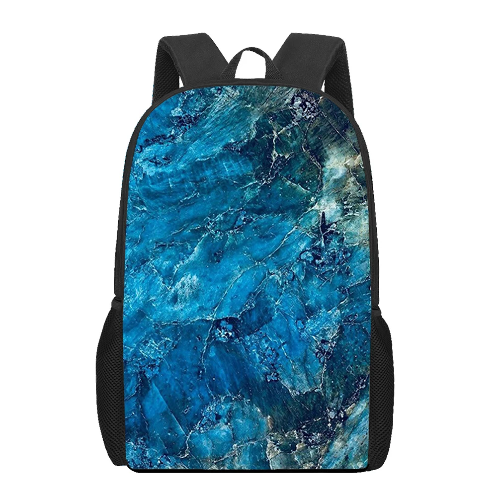 3D Print Marble Stone Veins School Bags para Adolescentes Meninas e Meninos, Casual Crianças Bookbags, Kids Large Capacity Backpack