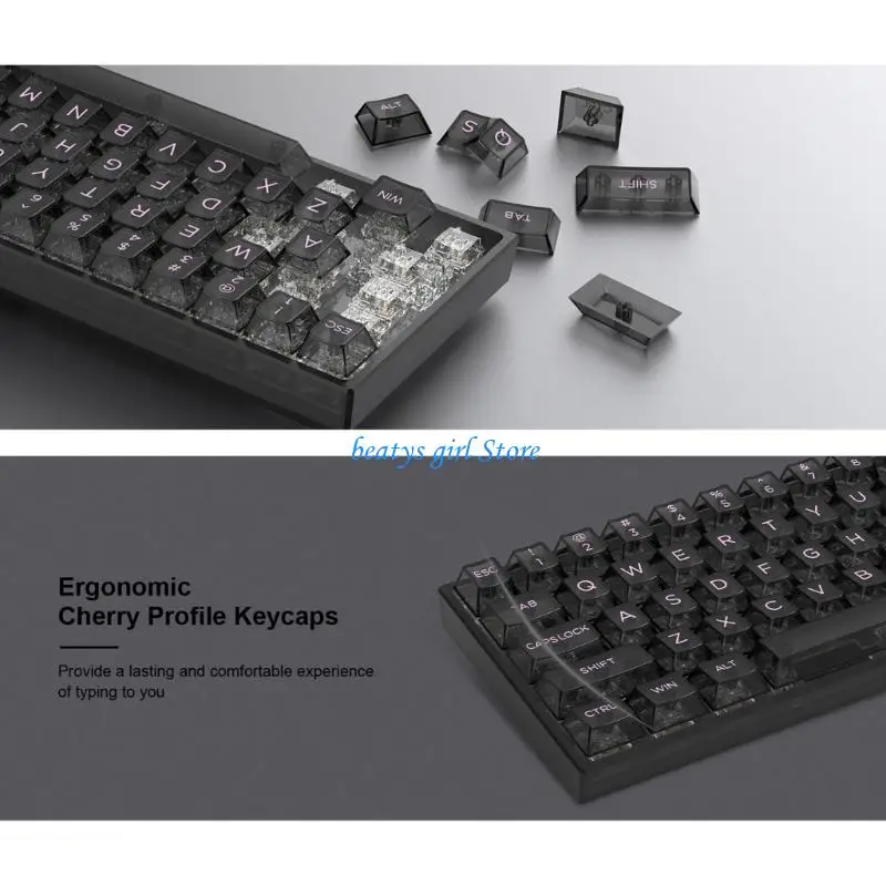 

C7AB 152Key Black Transparent Keycaps Collection for Professional Mechanical Keyboard