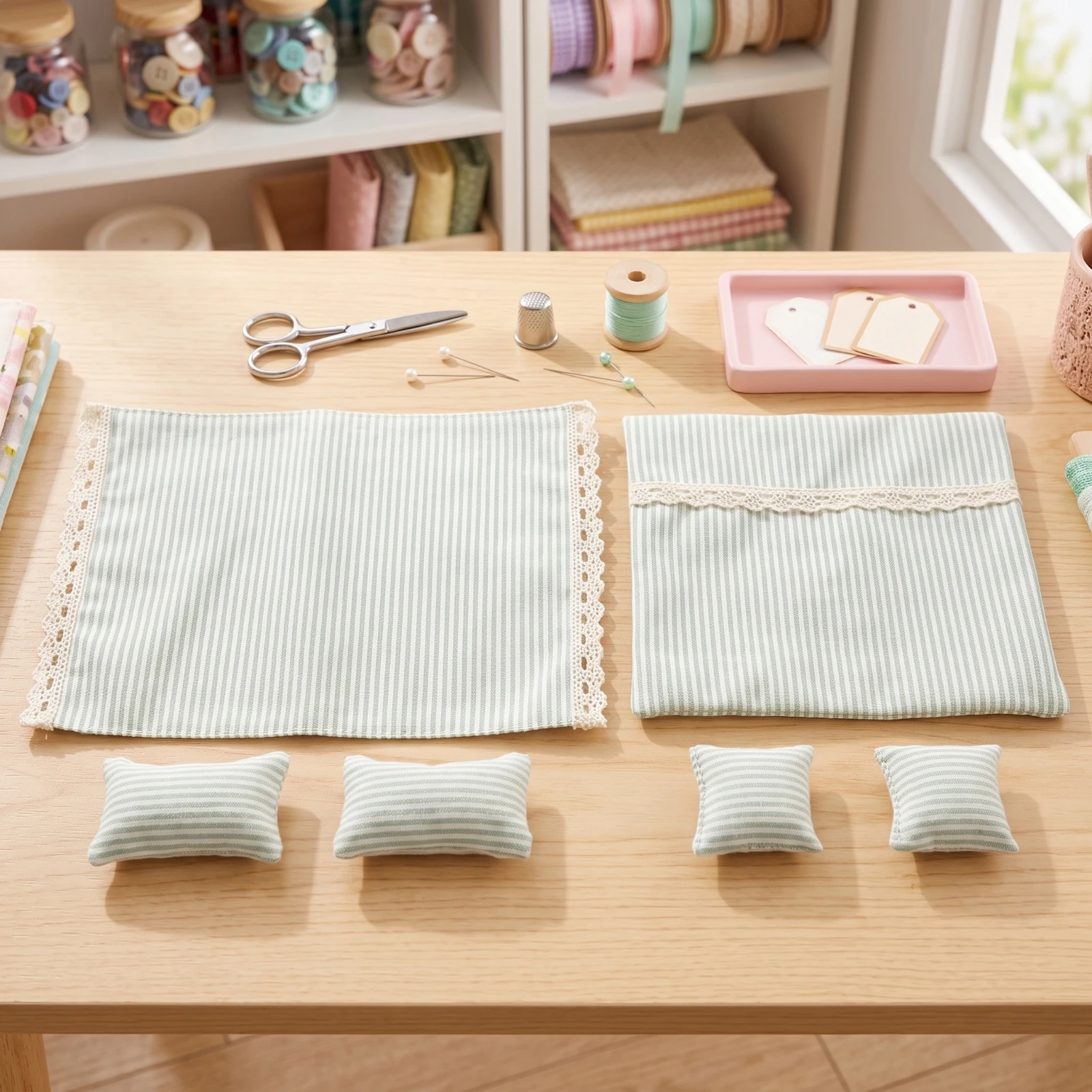 6 Buah Set Sprei Rumah Boneka - Decorative Throw Pillow ulasan dan harga