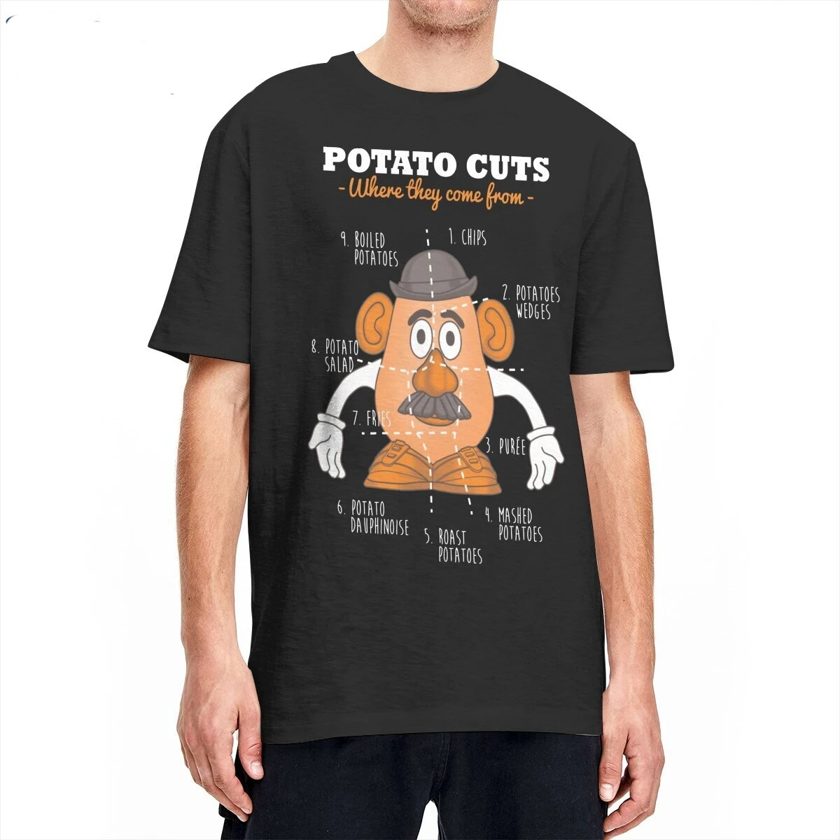 Men T-Shirt  Mr.Potato Head Cuts Toy Story Vintage 100% Cotton Tee Shirt Short Sleeve  T Shirts O Neck Tops Gift Idea