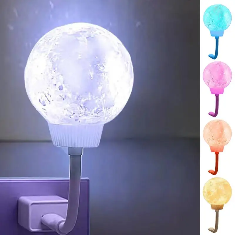 USB Moon Night Light Voice Activated Moon Bedside Lamp 3 Colors Changing Night Light Suitable For home Bedroom Decoration