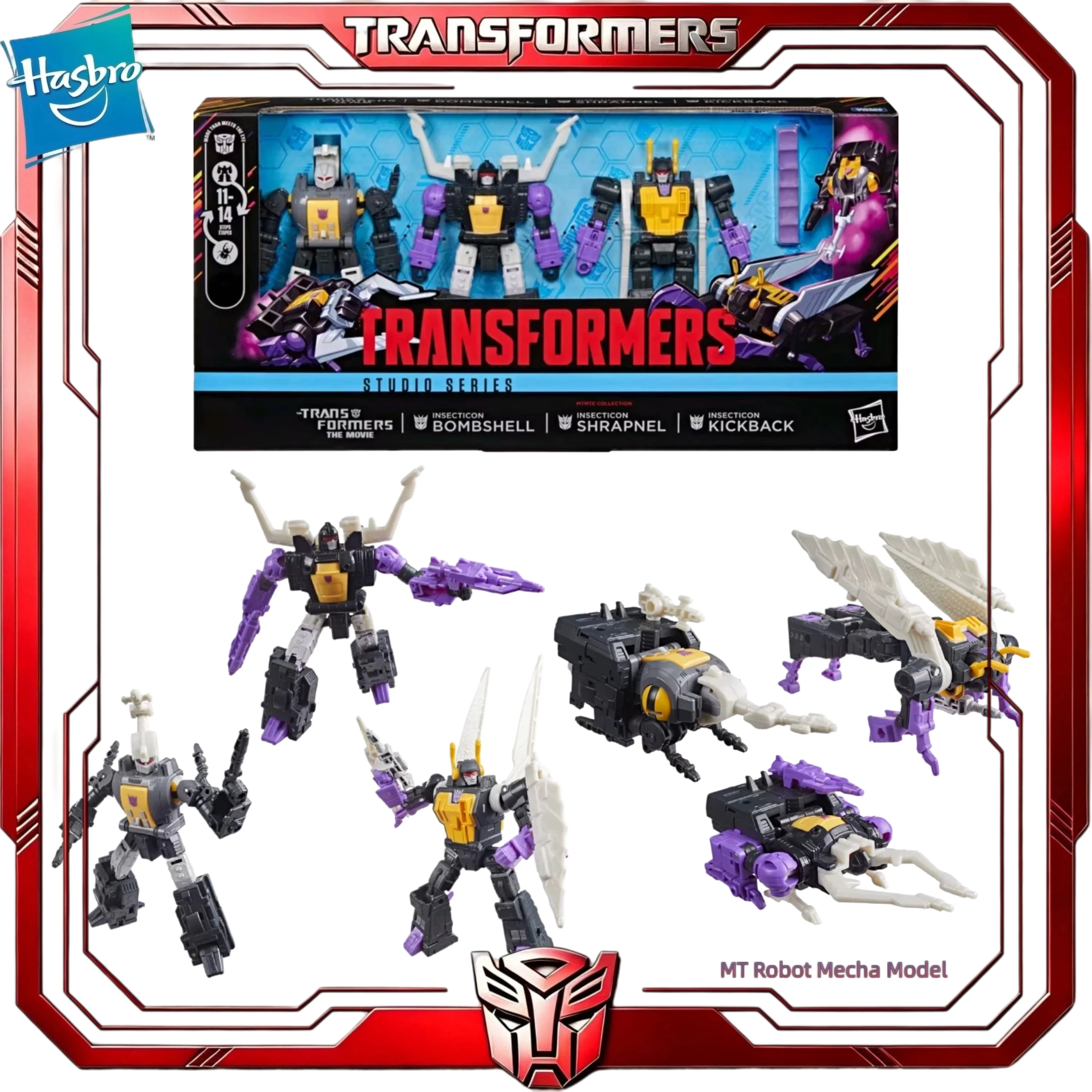 Transformers SS86 Insecticons 3-Pack Action Figure Set, Hasbro Licensed Collectible Figures Shock Shrapnel Kickback In Stock