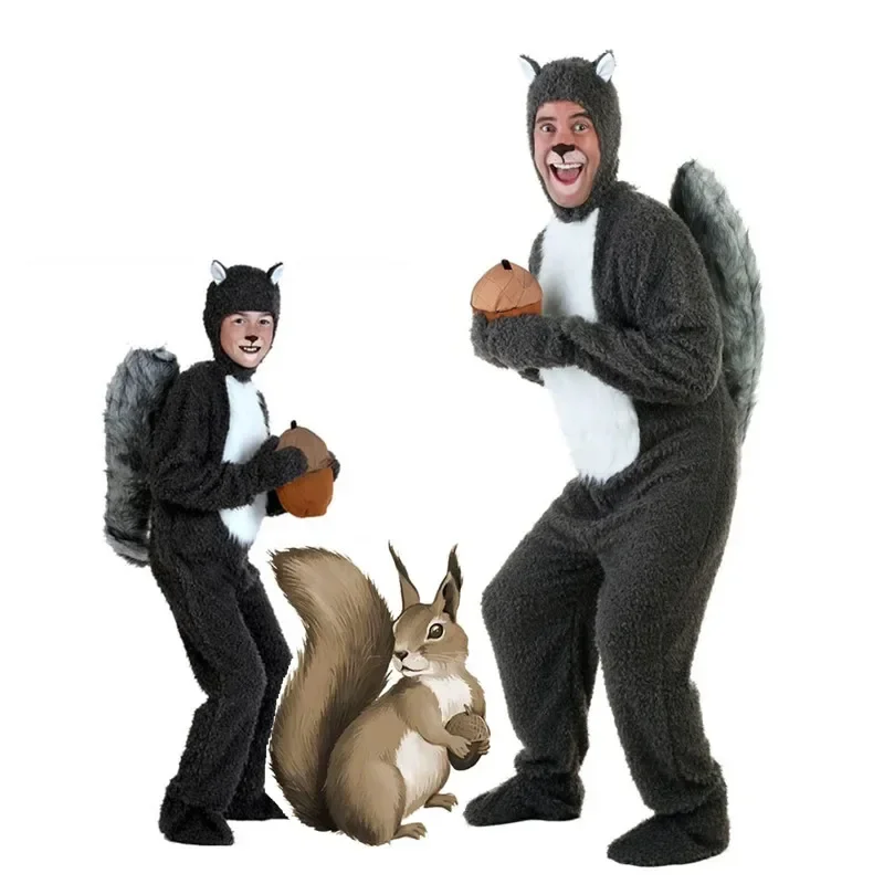 Furry Squirrel Costume With Acorn For Adult And Toddler MN12