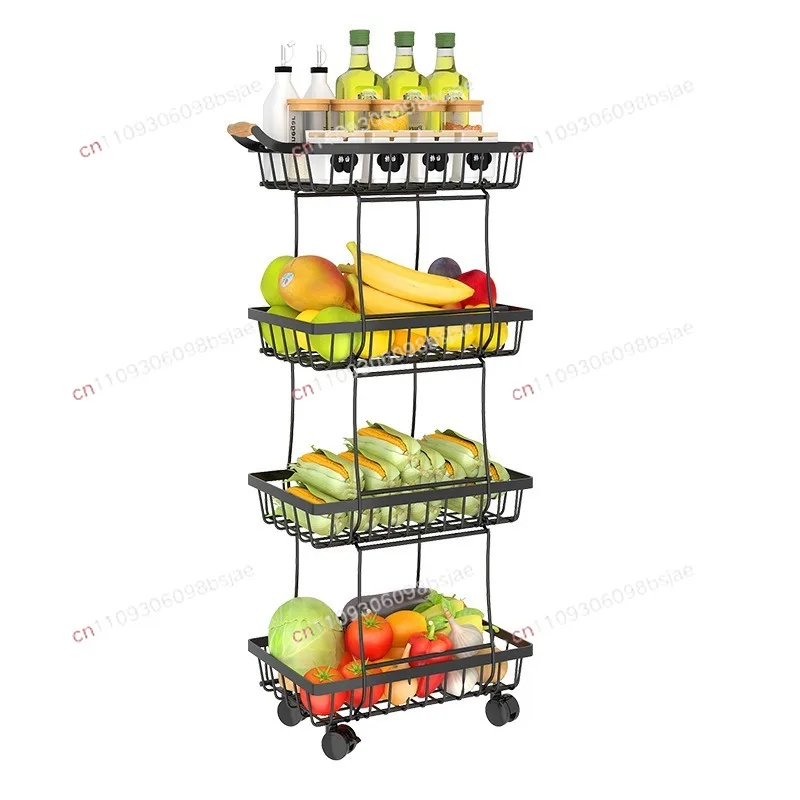 Kitchen crevice rack floor-to-ceiling multi-layer vegetable rack crevice storage rack household fruit sundries free installation