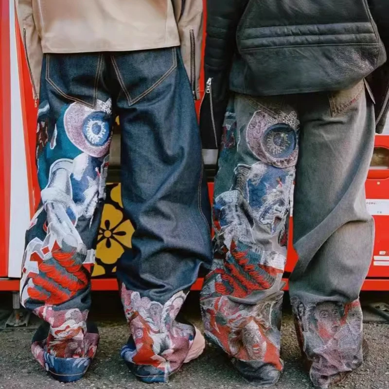 

DEEPTOWN New Rock Baggy Jeans Emo Japanese Y2K Streetwear Harajuku HipHop Vintage Graphic Denim Pants Men Women Wide Leg Trouser