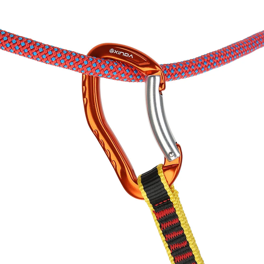 XINDA Professional Quality 22KN Rock Climbing Bent Quickdraw Spring-loaded Gate Buckle Aluminum Carabiner Outdoor Kits