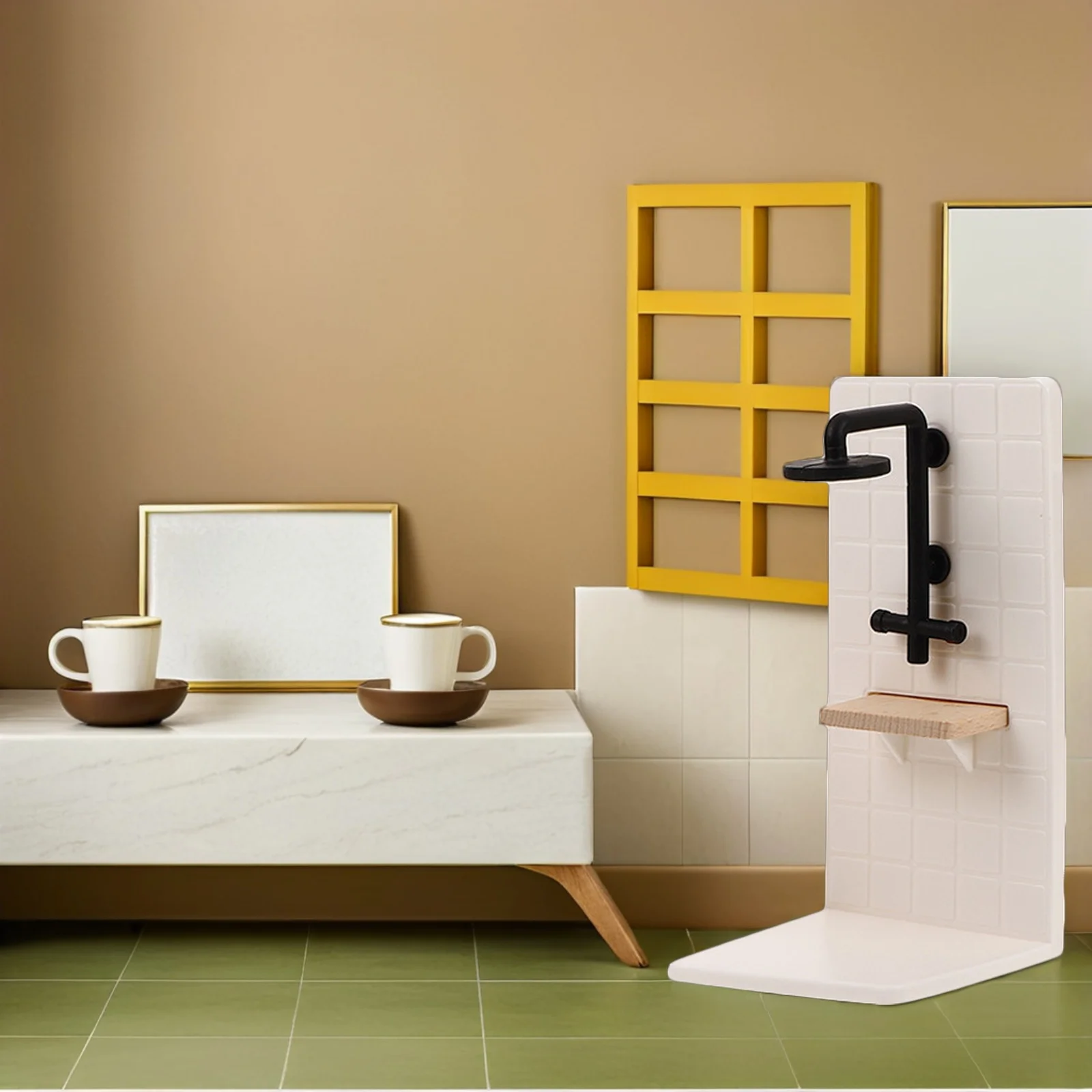 5 stks Miniatuur Poppenhuis Badkamer Set 1:12 Schaal Mini Badkamermeubels Fantasiespel Bad Wc Wastafel Douche Decor