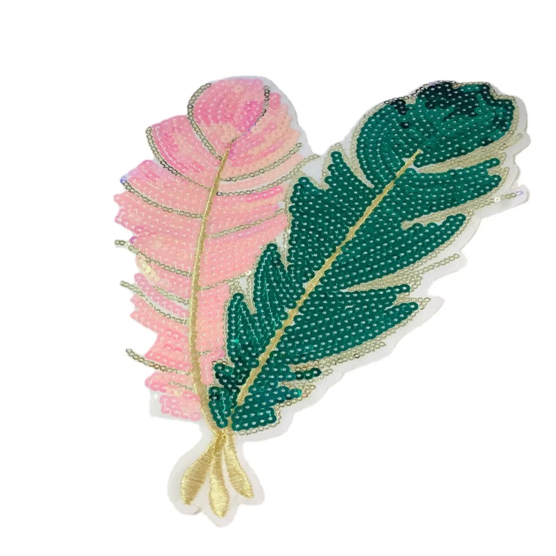 1 PCS Rainbow Feather Wings Sequin Dreamy Sew On Patches Embroidered Badges For Clothes DIY Appliques Craft Decoration