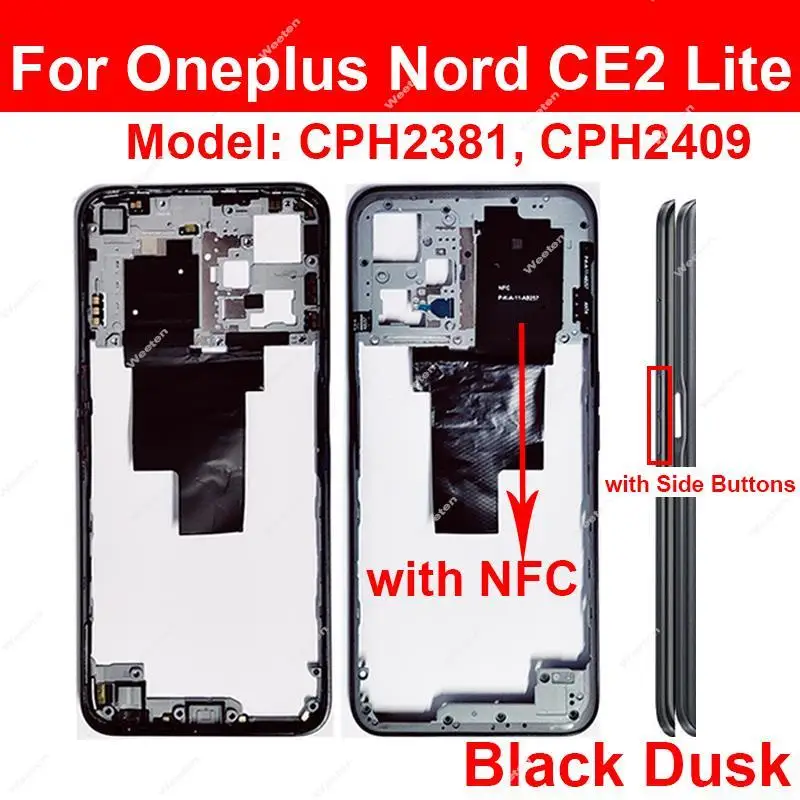 Middle Frame Housing For OnePlus 1+ Nord N20 N20Se N30 N100 N200 N300 Nord CE2 Lite CE3 Lite Middle Housing Bezel Plate Parts