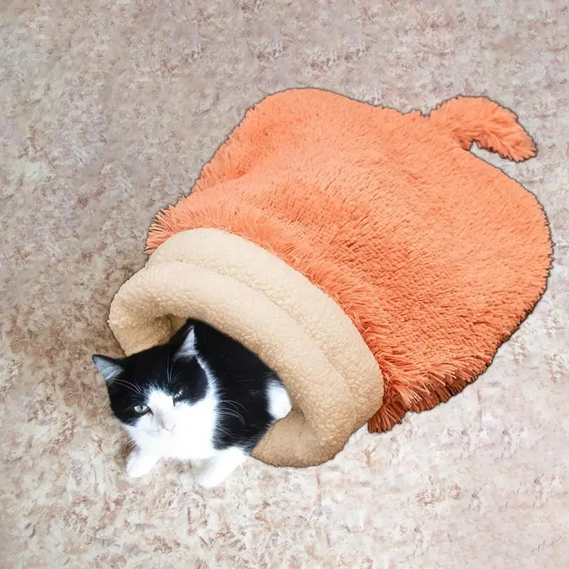 Cat Bed Cave Winter Cozy Cat Bed Cave Comfortable Pet Snuggle Sack Cat Bed Cave Sleeping Bag Self-Warming Burrow Cat Bed For