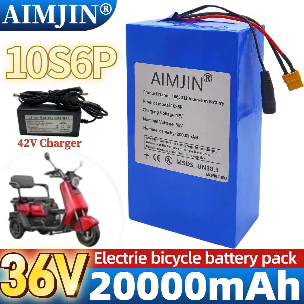 Novo 36v 20000mah 10s6p, bateria ithium, alta potência, 1000w embutido em bms, para bicicleta elétrica cadeira de rodas motocicleta ao ar livre,