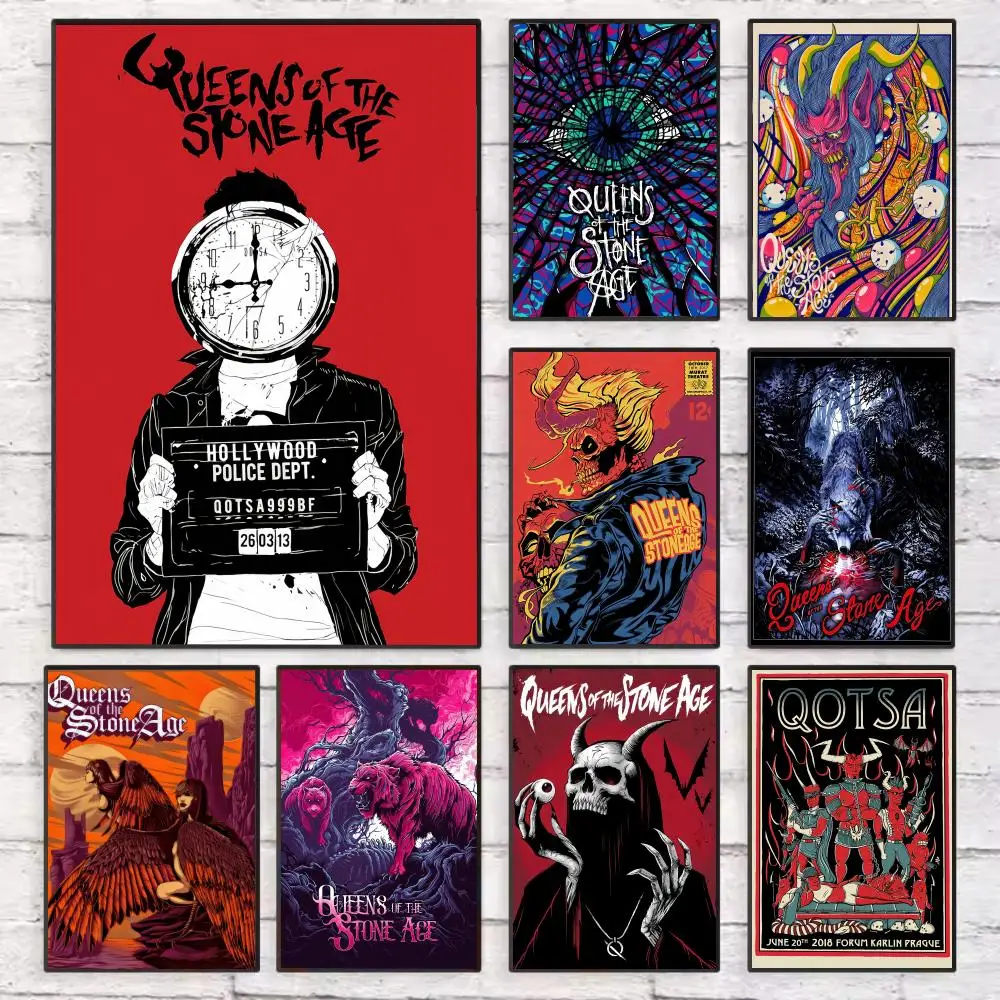 

Q-Queens Of The Stone Age Silk Poster Wall Art Sticky for Living Room Bedroom Office Hallway Bar Home Decor Gift Idea