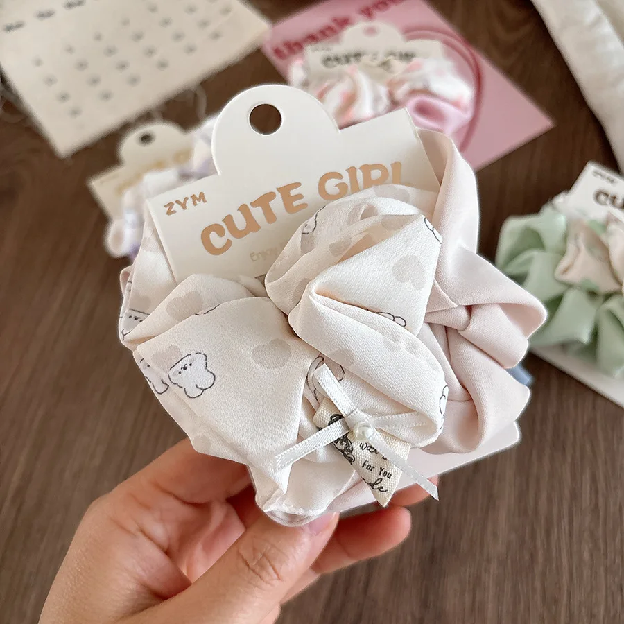 الكورية الحلو النسيج الدب خواتم الشعر الربيع الصيف لطيف الفتيات إكسسوارات الشعر الكرتون مطاطا Scrunchies مجموعة 2025 جديد