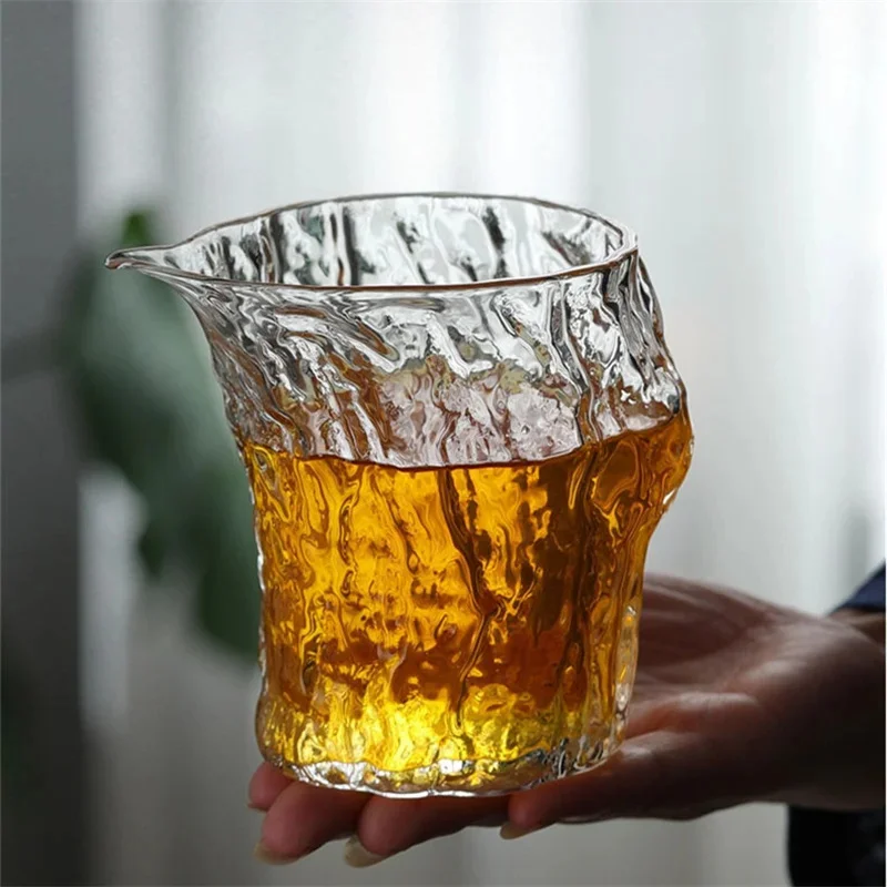 210ml Hammer Stump Pattern Glass Fair Cup Tea Dispenser Tea Divider Chahai Tea Cup Tea Ceremony Tea Set Accessories