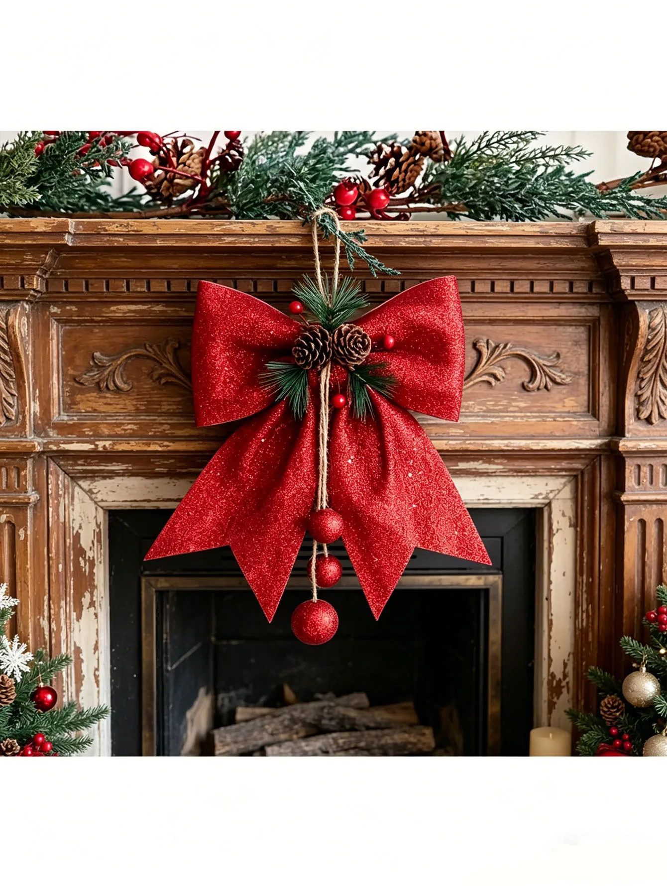 Oversized red gold bow decoration, perfect for festivals, weddings, parties, wall decorations, and gift accessories.