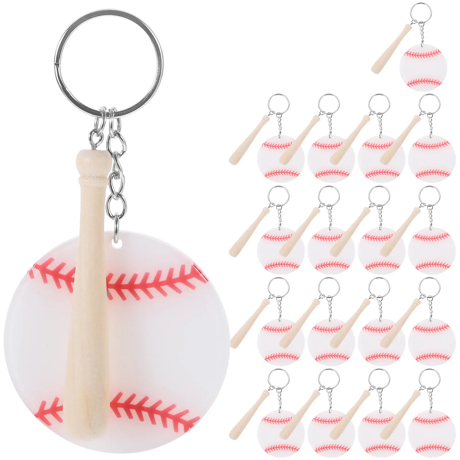 

Набор из 18 брелоков в виде бейсбольных бит: модный, энергичный дизайн, декоративные кольца для ключей для сумок, рюкзаков, кошельков, женских и мужских сумок
