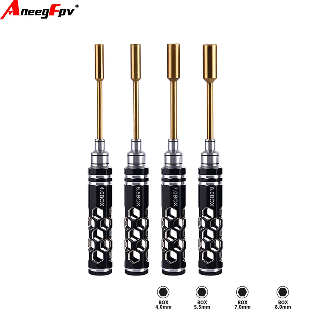 4Pcs 8.0 7.0 5.5 4.0 Hex Driver Set Allen Screwdriver RC Tools Flat Head Hexagon Screw Drivers Wrench Tool Kit for RC Quadcopter