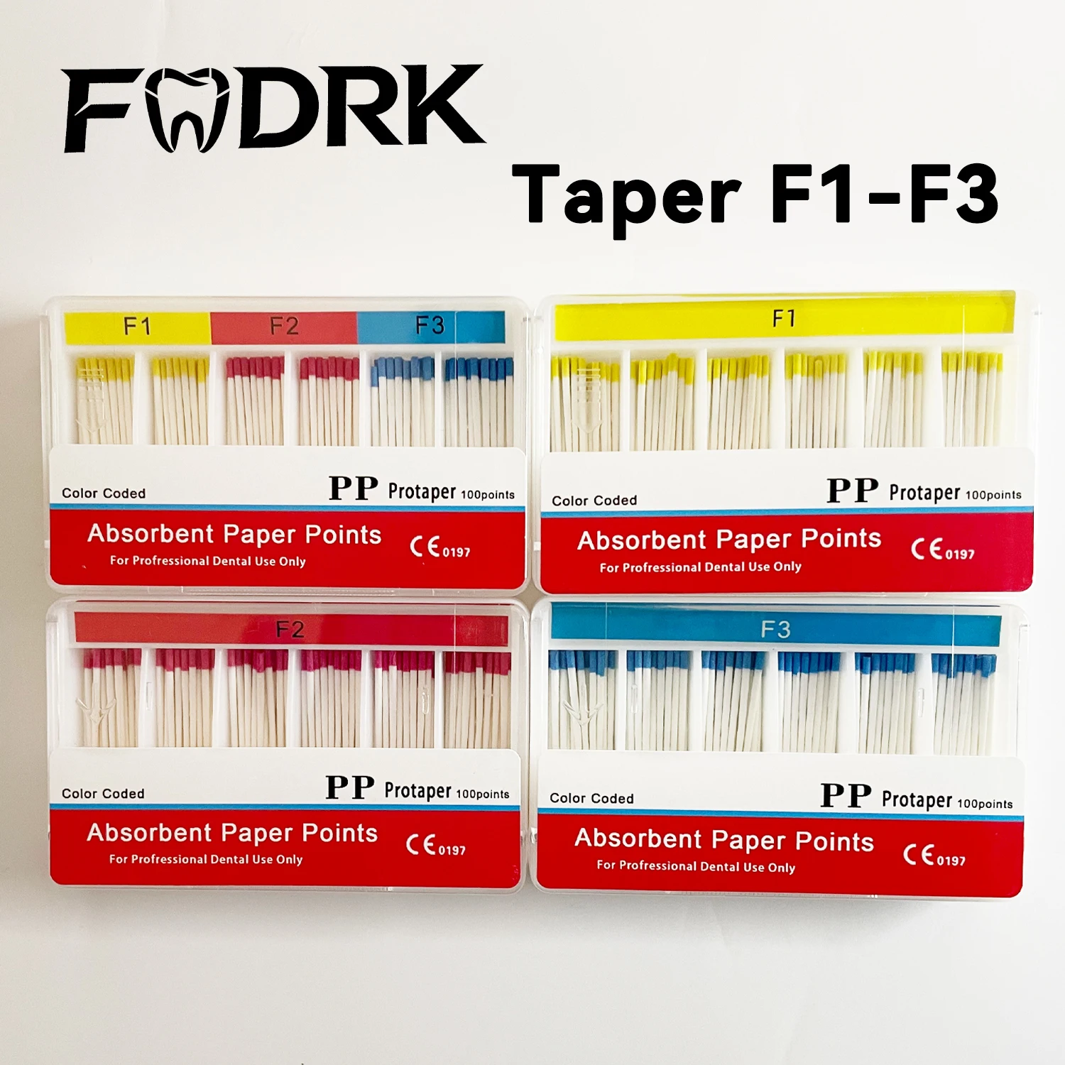 1Box Dental Absorbent Paper Points Root Cancel Endodontics Cotton Fiber PP Taper F1 F2 F3 Taper Dental Clinics Consumables
