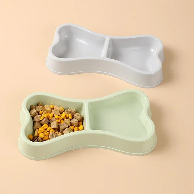 Pet Food Bowl Double Bowl Macaron Color Plastic Cat Bowl Dog Drinking Tray Feeding Cat Feeding Pet Supplies Dog Accessories