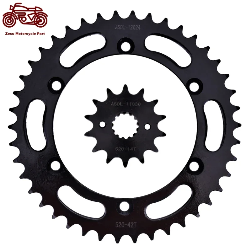 

520 14T 42T 14 42 Tooth Motorcycle Front and Rear Sprocket Set Sprocket For KAWASAKI KLX250S KLX250 S 2006-2007 KLX250 SKF 2020