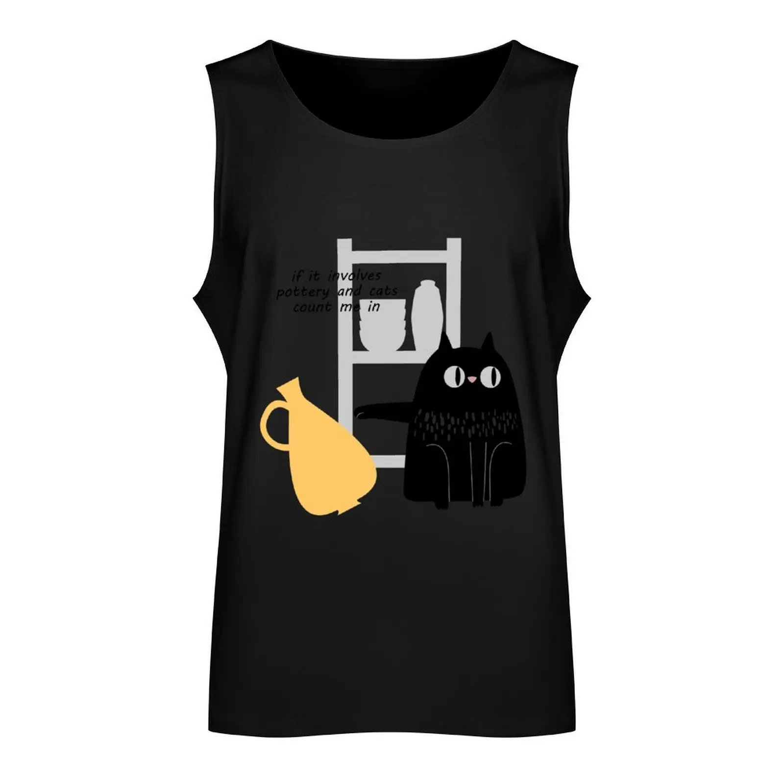 Bad Pottery Cat Tank Top gym t-shirts man Gym clothes sleeveless Men's t-shirts