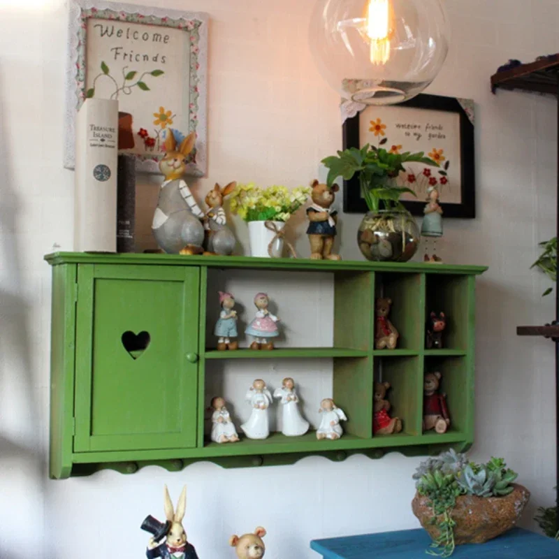 

z Vintage Wall Shelves Home Organizer Solid Wood Wall-mounted Storage Shelves Desk Organizers Household Large Capacity Gadgets