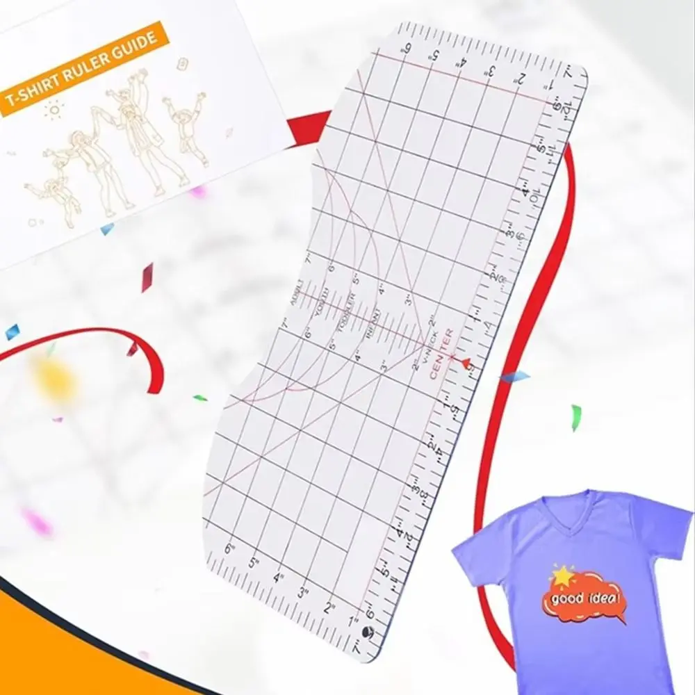 Acrylic T-shirt Ruler Guide Center Design All-in-ONE Clothes Ruler Universal Durable T-shirt Measurement Tool