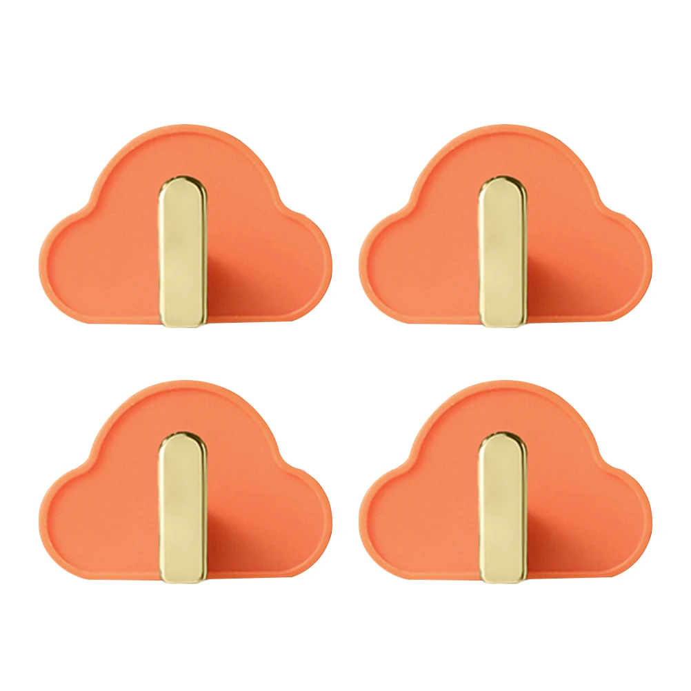 

4 pcs Non-marking Sticky Hooks Cloud Shape Punching-free Adhesive Wall Mounts for Kitchen Bathroom L-shaped Clothes Hat Bag