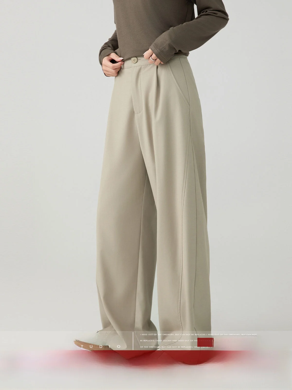 

Женские брюки MoZao Peach с высокой талией, прямые, повседневные, свободные, широкие, летние, новые