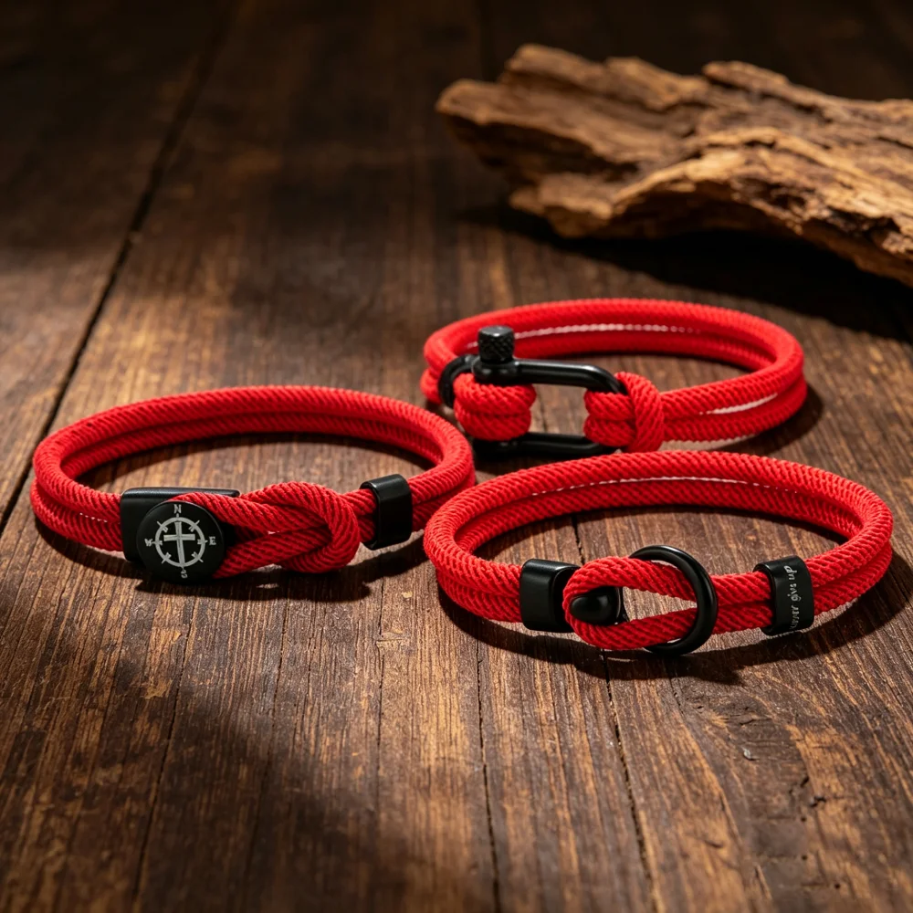 Einzigartiges 3-teiliges Set stapelbarer Herrenarmbänder, Klasse A, 4 mm Milanaise-Kordel, vielseitiges nautisches Reise-Handgelenk-Accessoire, perfektes Geschenk für Ihn.