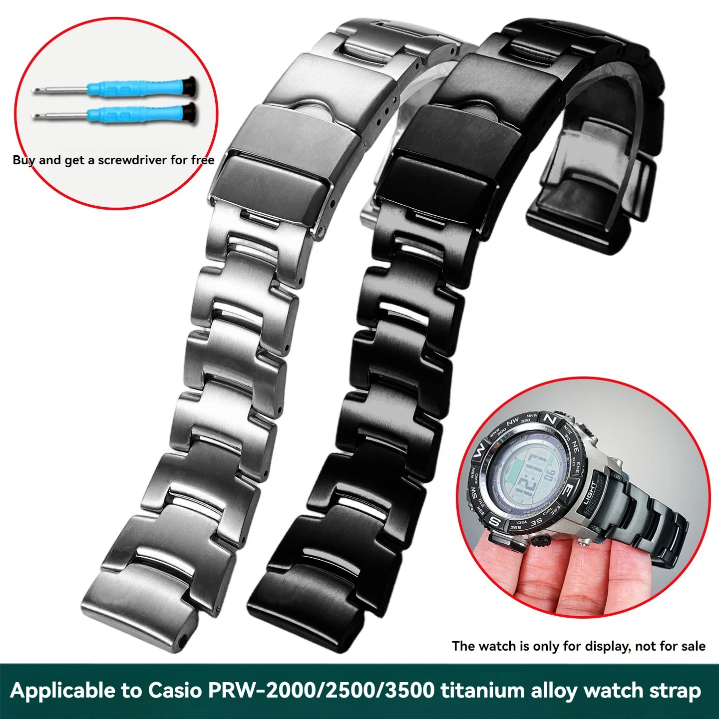 PRG-260/prg-550 حزام ساعة معدني من التيتانيوم لساعة كاسيو PROTREK PRW-2000/2500/3500/prw-5000/5100 حزام ساعة من سبائك التيتانيوم للرجال 18 مللي متر