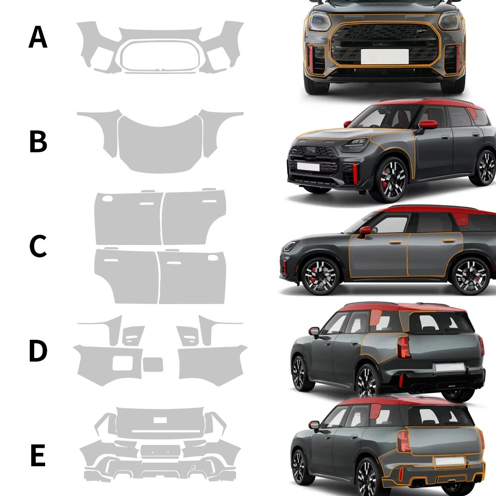 

For Mini Countryman JCW 2024 2025 TPU Paint Protection Film Self-Healing Clear Bra Pre-cut PPF Car Body Anti-Scratch Resistant