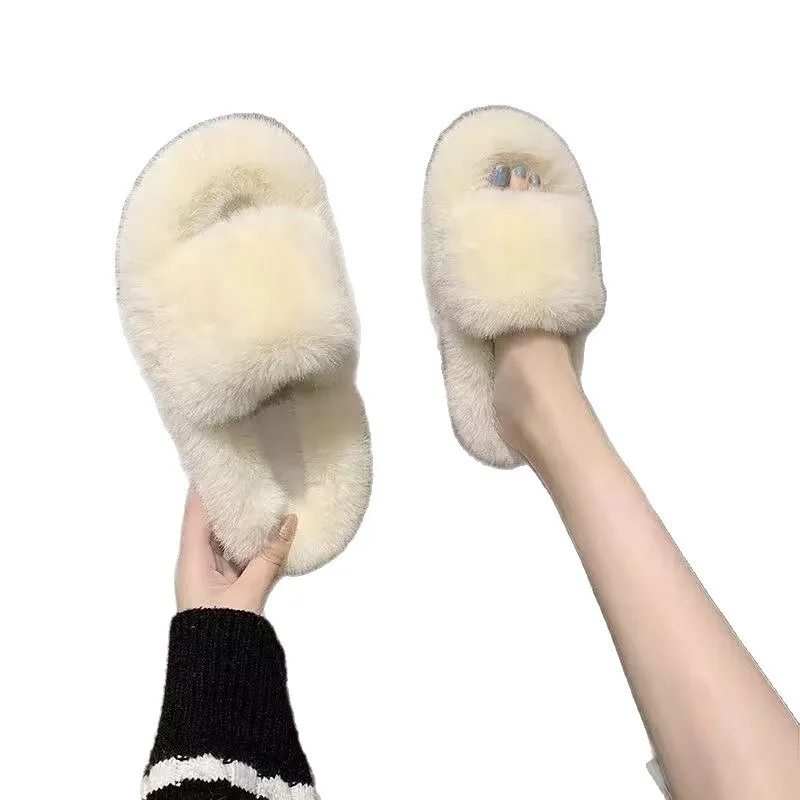 شباشب مجعدة لخريف وشتاء 2025 للنساء على الطراز الكوري على الطراز الكوري للخروج بكعب منخفض مفتوح من الأمام شباشب فروي بسيطة #5