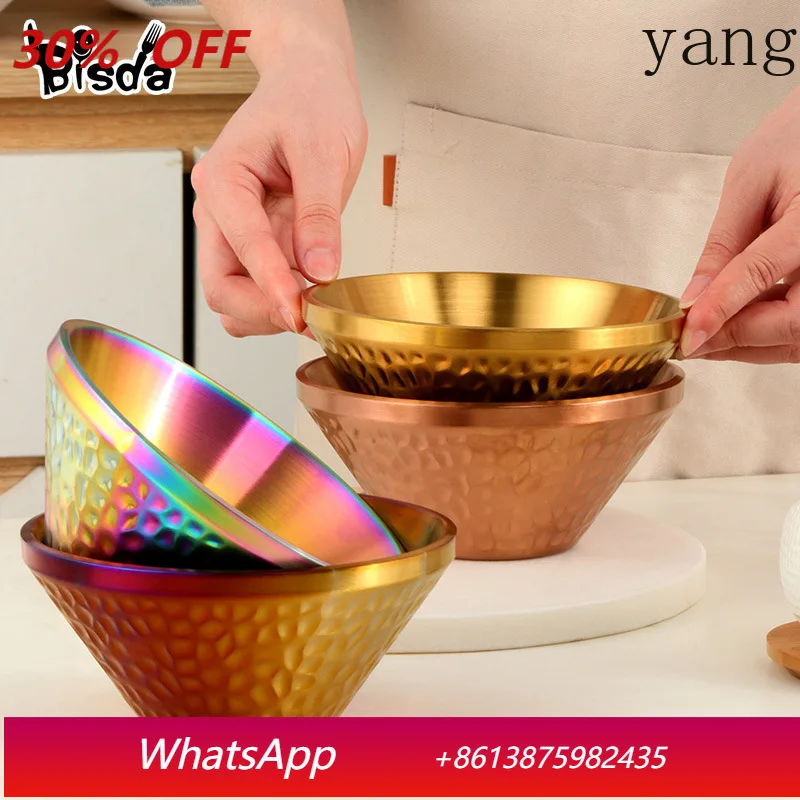 

LMM stainless steel hammer bowl salad bowl, restaurant cone shaved ice smoothie bowl household