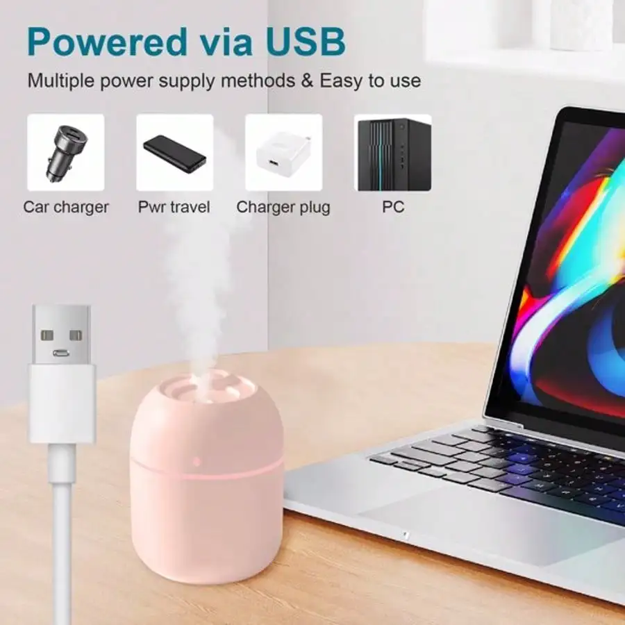 

Portable Mini Humidifier, Small Cool Mist Humidifier, Small Wireless Personal Humidifier For Bedroom, Travel, Office, Home, 220ml USB Rechargeable Cool Mist Humidifier & Diffuser