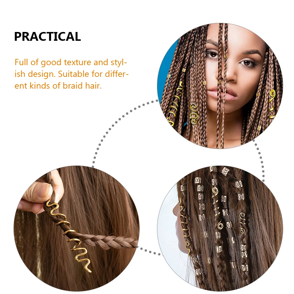

28pcs Retro Hair Clips Spiral Coils Cuffs For Dreadlock Braiding Jewelry Braid Accessories Hair Rings Snake Viking Style