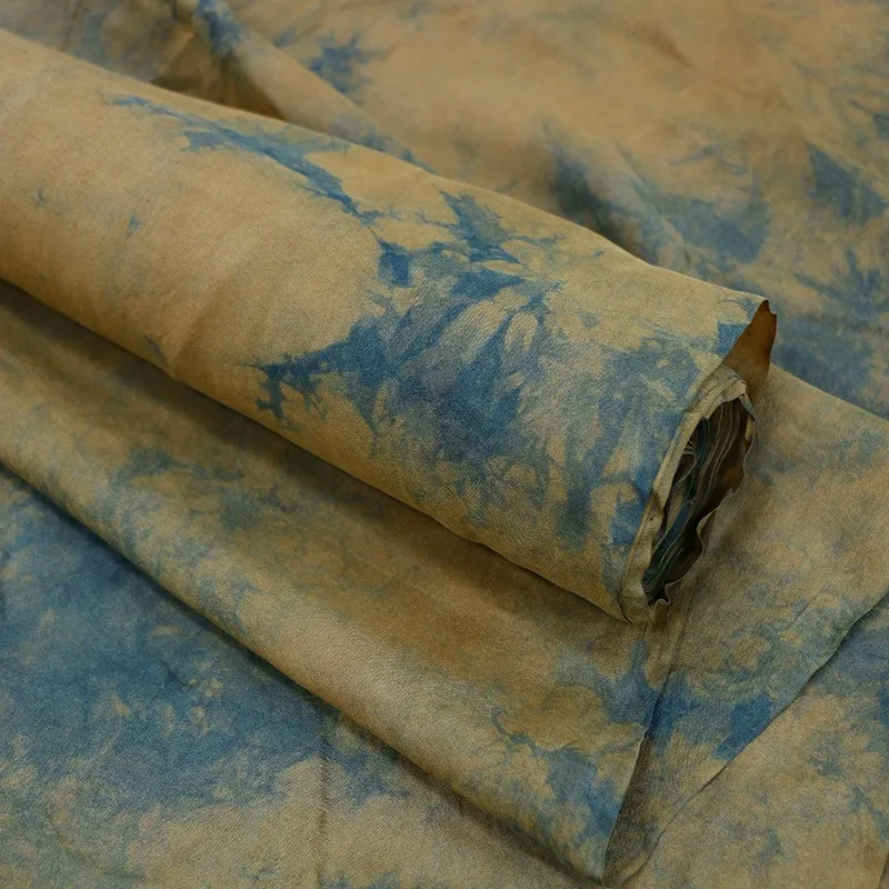 Ancient triple-dyed persi mommeon sweet potato indigo and oak silk old material