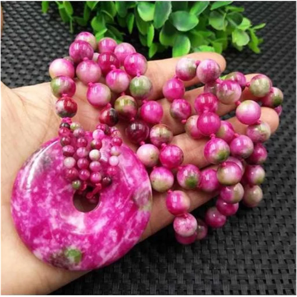 

Exquisite New Colorful Natural Peach Blossom Jade Pendant All-match Sweater Chain Elegant Necklace Jewelry Accessories Gift